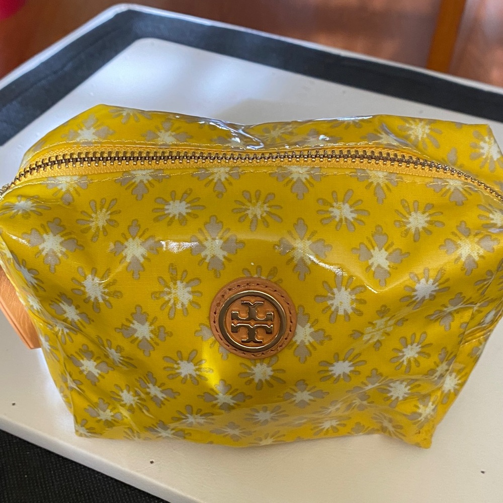 Tory Burch Yellow Floral Cosmetic Bag